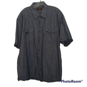 Pearl Snap Lincoln Outfitters 2XLT Black  Short Sleeve Shirt Gray/Blue
